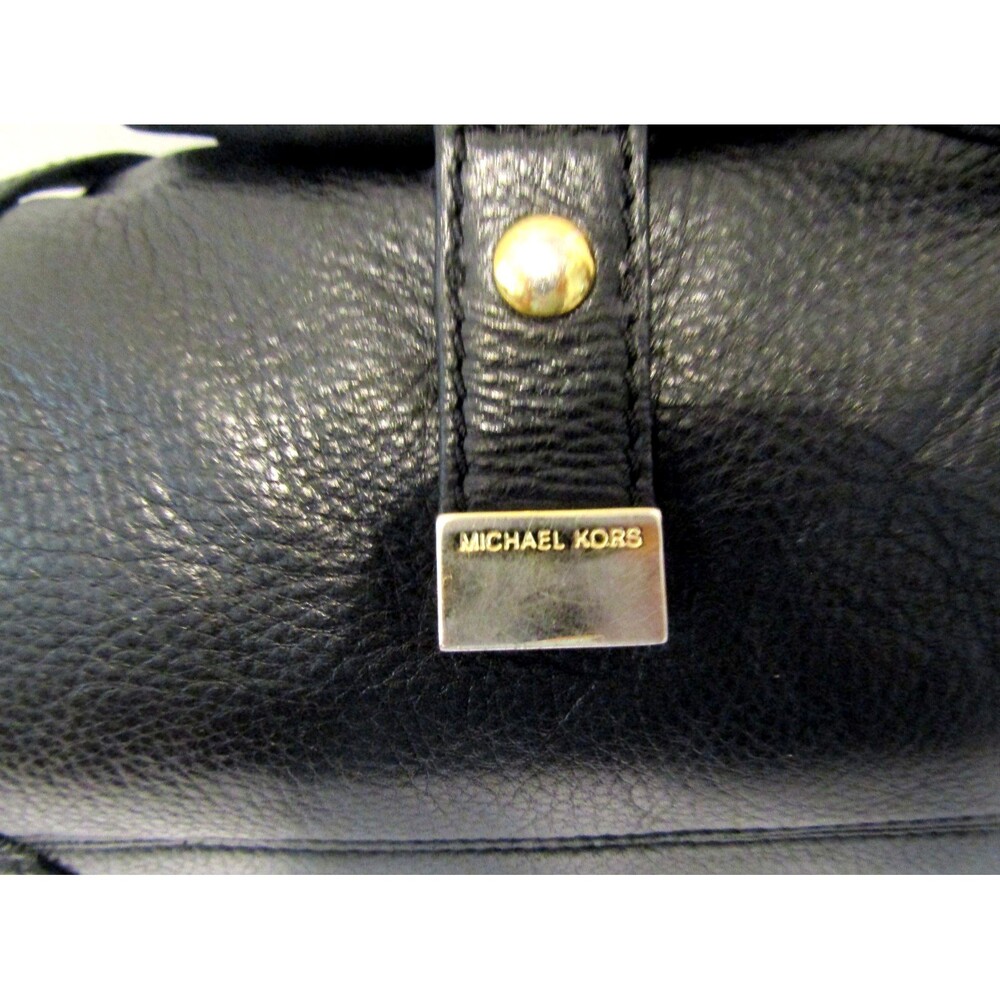 Michael Kors Satchel Bag Fulton Black Pebbled Leather Shoulder Bag Purse - Picture 9 of 12